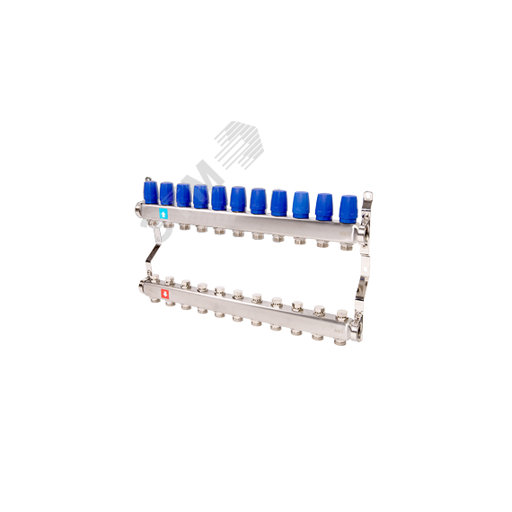 Коллекторная группа с ручными регулировочными клапанами 1' х 11 выходов 3/4' НР евроконус MVI MS.411.06