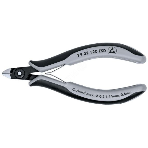 Прецизионные кусачки боковые для электроники антистатические ESD вороненые 120 мм Knipex KN-7902120ESD