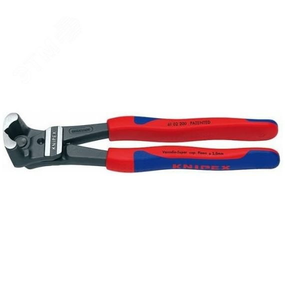 Болторез торцевый особой мощности резка - мягкая проволока 6мм проволока средней твердости 4мм твердая проволока 35мм рояльная струна (HRC 59) 3мм L=2 Knipex KN-6102200