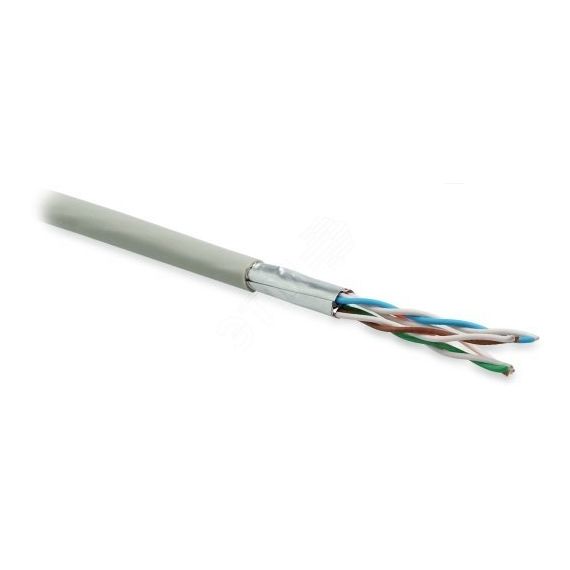 Кабель витая пара. экранированная U/FTP. категория 6. 4 пары (26 AWG). многожильный (patch). каждая пара в фольге. LSZH. серый (100м) Hyperline 243627