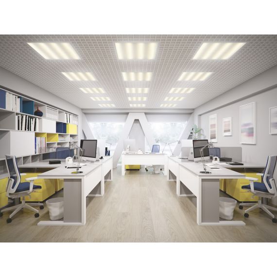 PRO Панель светодиодная ДВО 2001D 40Вт 4000К IP40 588х588мм Грильято опал Dali IEK