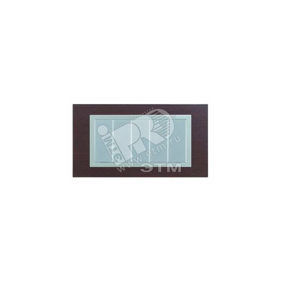 Рамка с суппортом на 5 узких модулей, S82C, венге - алюминий (дерево) Simon 82957-65