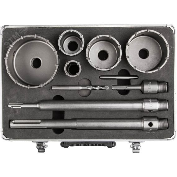 Набор коронок по бетону с оснасткой, d = 33, 50, 68, 82, 100 мм, кейс, Профессионал ЗУБР 29185-H10