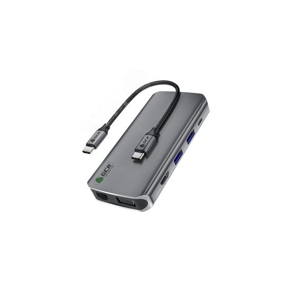 Док-станция 10 в 1, Type C на HDMI, VGA, RJ45, USB 3.0, Card Reader, PD, аудио Greenconnect GCR-VHUSDA45