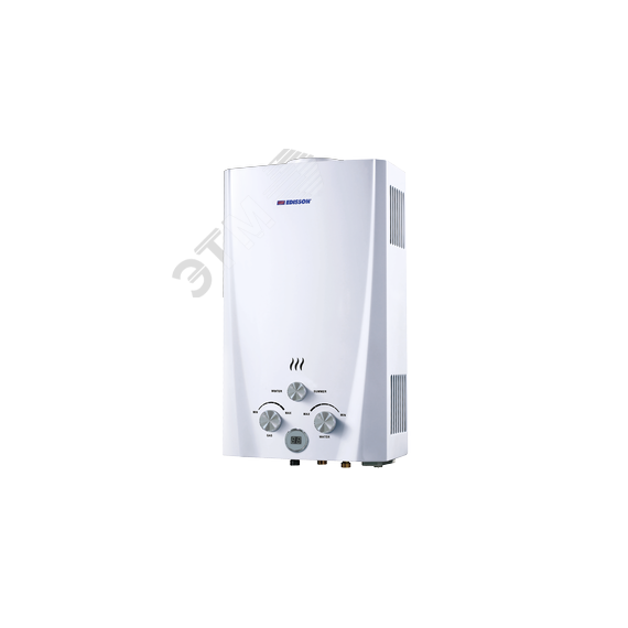 Водонагреватель газовый Edisson Flame F 20 D 10 л/мин с электророзжигом, душ.насадка Thermex 361101