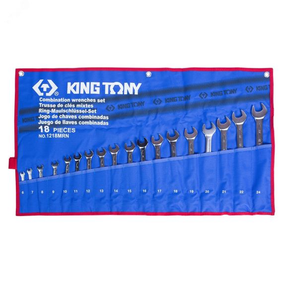 Набор комбинированных ключей, 6-24 мм чехол из теторона, 18 предметов King Tony 1218MRN