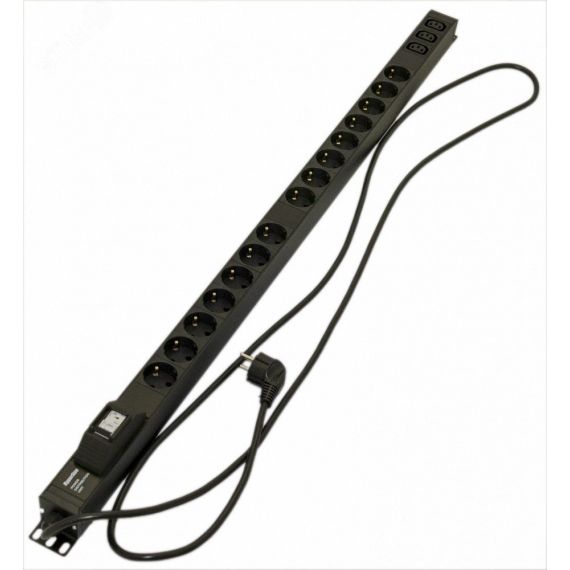 Блок розеток 15 розеток Schuko+3хIEC320 C13 16 A 250В Hyperline SHE-15SH-3IEC-B-2.5EU