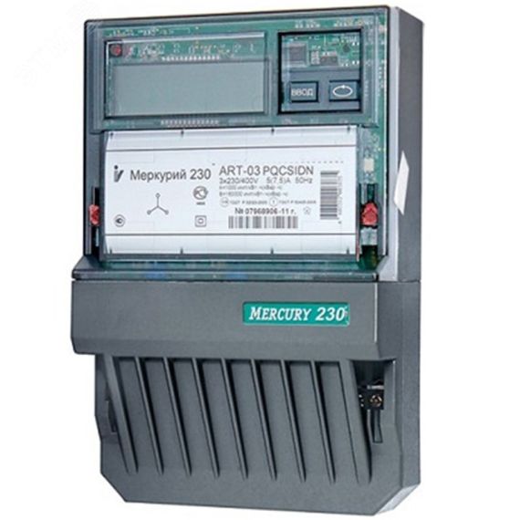Счетчик электроэнергии Меркурий 230 АRT-03 PQRSIDN трехф-й многотарифный, 5(7,5), кл.точ. 0.5S/1 .0, Щ, ЖКИ, IrDA, CAN/RS485 2 тарифа МСК ИНКОТЕКС М0000051952