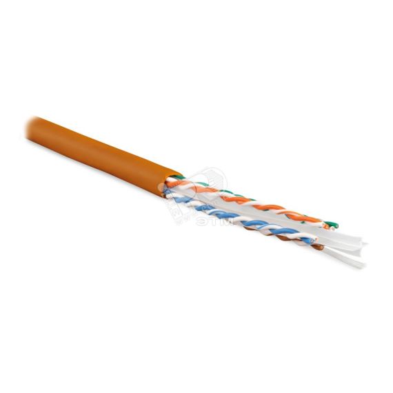 Кабель витая пара U/UTP категория 6 4 пары (23 AWG) одножильный (solid) с разделителем LSZH оранжевый Hyperline 273523