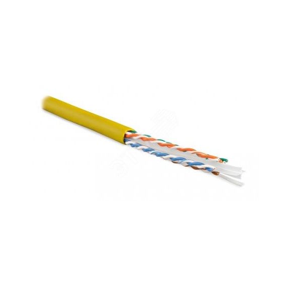 Кабель витая пара U/UTP категория 6 4 пары (23 AWG) одножильный (solid) с разделителем LSZH желтый Hyperline 273525
