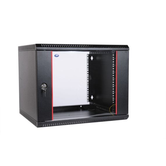 Шкаф телекоммуникационный настенный разборный 12U (600х350) дверь стекло черный ЦМО ШРН-Э-12.350-9005