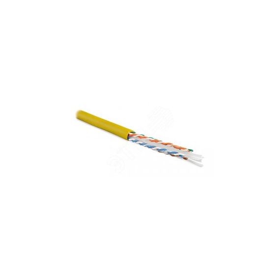 Кабель витая пара U/UTP категория 6 4 пары (23 AWG) одножильный (solid) с разделителем LSZH желтый Hyperline 273525