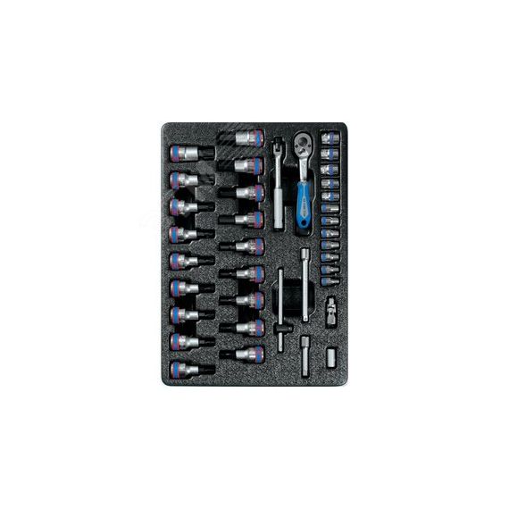 Набор торцевых головок 1/4' с принадлежностями, торцевые насадки HEX и TORX, ложемент, 37 King Tony 9-7537MR