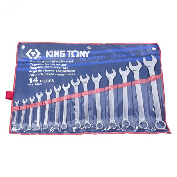 Набор комбинированных ключей, 5/16'-1-1/4', 14 предметов King Tony 1214SR