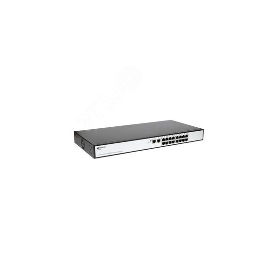 Коммутатор неуправляемый PoE+ 16 портов RJ45 10/100 Мб/с, 2хRJ45, 190 Вт ORIGO OS1218P/A1A
