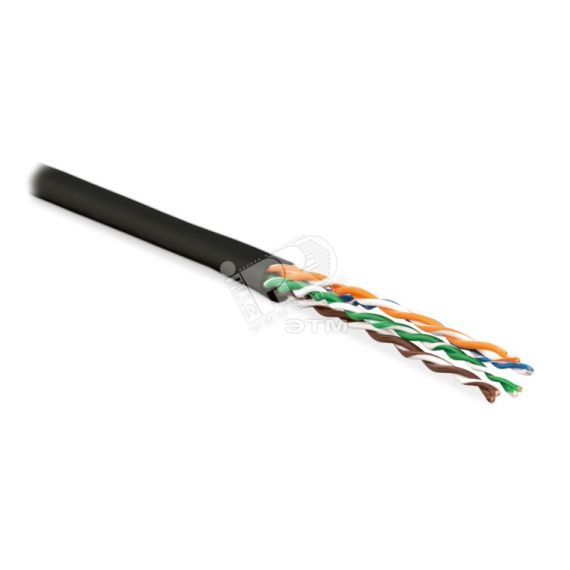 Кабель витая пара. неэкранированная U/UTP. категория 6. 4 пары (24 AWG). многожильный (patсh). без разделителя. LSZH. нг(С)-HF. –5C–+60C. черный Hyperline 273526