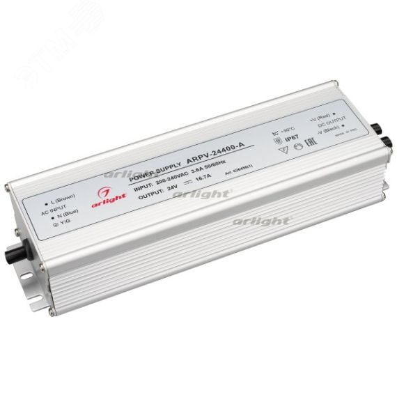 Блок питания ARPV-24400-A (24V, 16.7A, 400W) (ARL, IP67 Металл, 3 года) Arlight 026456(1)