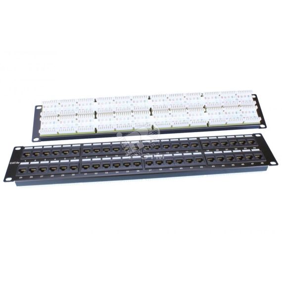 Патч-панель 19' 2U 48 портов RJ45 категория 5e Dual IDC ROHS черный Hyperline 246100