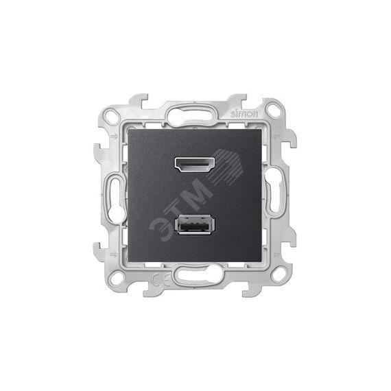 Коннектор HDMI+USB 2.0, графит Simon 2411095-038