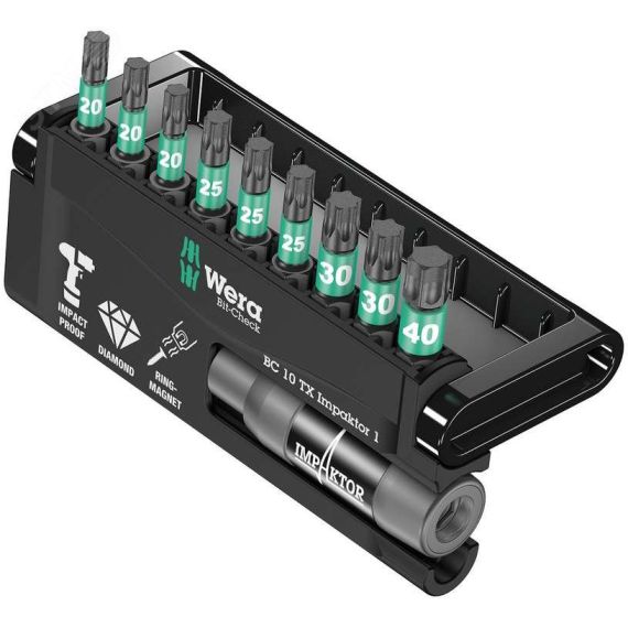 Набор ударных бит с битодержателем Bit-Check 10 TX Impaktor 1 10 предметов WERA WE-057688