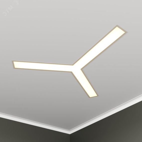 Светильник светодиодный RVE-LBX-TRINITY-1546-VG (Трехлучевой крест 1546х1345х110мм S80мм 64Вт встраиваемый под шпаклевку 4000K Белый) RVElektro RVE00003529