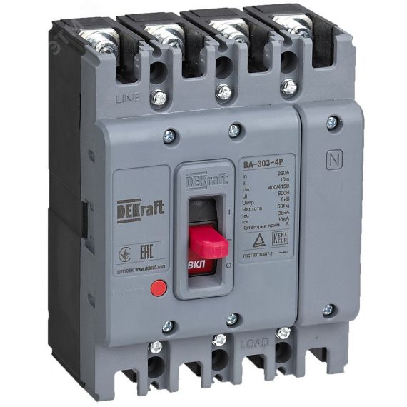 Силовой авт. выкл. 4P 125А 36кА ВА-303 SE (Dekraft) 22782DEK