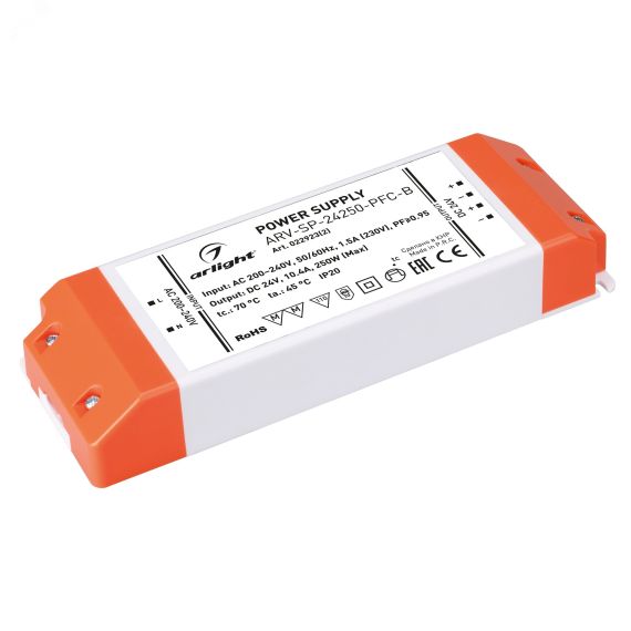 Блок питания ARV-SP-24250-PFC-B (24V, 10.4A, 250W) (IP20 Пластик, 5 лет) Arlight 022923(2)