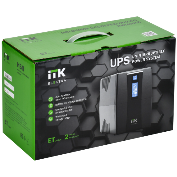 ITK ELECTRA ET ИБП однофазный линейно-интерактивный 800ВА/480Вт 2хSchuko LCD дисплей АКБ 1х9AH USB