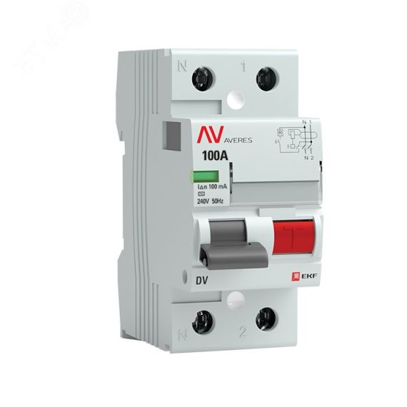 Устройство защитного отключения DV 2P 100А/100мА (AC) AVERES EKF rccb-2-100-100-ac-av