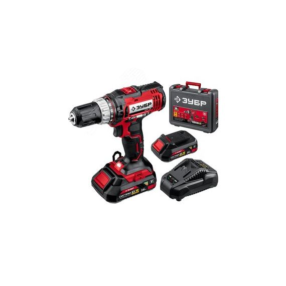Дрель-шуруповерт ударная 18В, 2 АКБ (2Ач), в кейсе ЗУБР ДШУ-185-22
