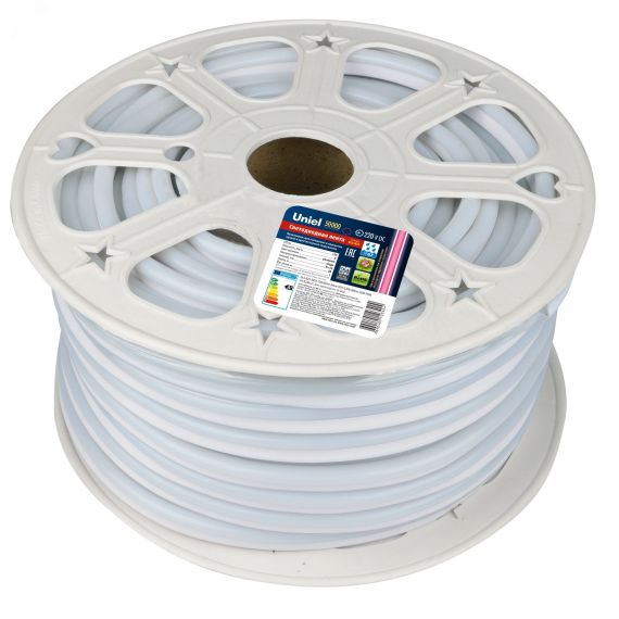 Лента светодиодная ULS-N21-2835-120LED/m-8мм-IP67-220V-8W/m-50M-PINK бобина Uniel UL-00003768