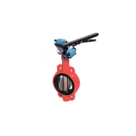 Затвор дисковый поворотный межфланцевый DN 100 PN 16 тип 017W диск чугун, с рукояткой для систем пожаротушения DENDOR CMFC17K0100R