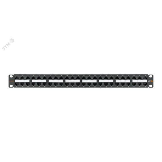 Панель 19' 2U 48 портов Кат.5e RJ45/8P8C неэкранированная черная NIKOMAX/NIKOLAN NMC-RP48UD2-2U-BK