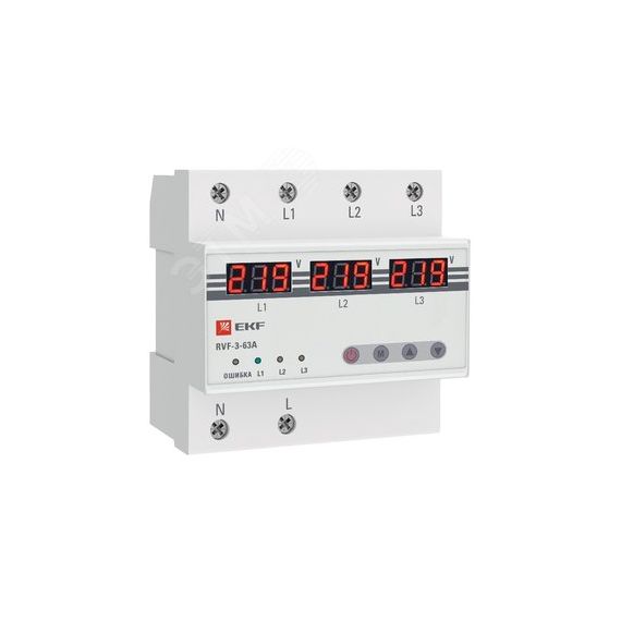 Реле выбора фаз с дисплеем RVF-3-63А PROxima EKF RVF-3-63a