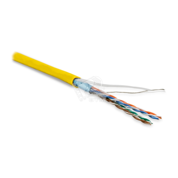 Кабель витая пара. экранированная F/UTP. категория 5e. 4 пары (26 AWG). многожильный (patch). экран - фольга. LSZH. нг(С)-HF. –20C – +75C. желтый Hyperline 243617