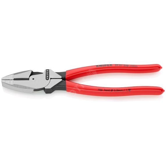 Плоскогубцы электромонтера Linemans Pliers резка - проволока средней твердости 46мм твердая проволока 3мм L=240мм обливные рукоятки блистер цвет черны Knipex KN-0901240SB
