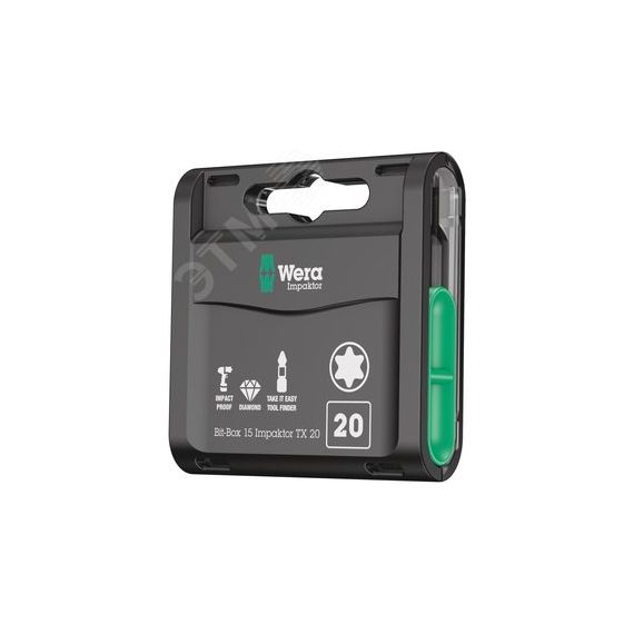 Набор бит ударных 867/1 IMP DC Impaktor Bit-Box 15 TORX 20 алмазное покрытие хвостовик шестигранный 1/4 C 6.3 15 шт TX 20 x 25 мм WERA WE-057772