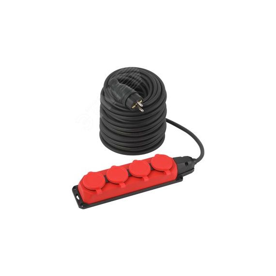 Удлинитель силовой UK-4e-3x1,5-50m-IP44(KG) с заземлением 4 розетки каучук 50м КГ 3х1,5мм2 IP44 ЭРА Б0057590