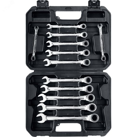 Набор комбинированных гаечных ключей трещоточных 12 шт, 8 - 19 мм ЗУБР 27073-H12