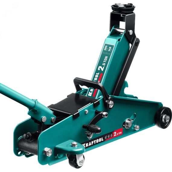Домкрат подкатной с увеличенным подъемом и фиксатором S-PIN 2.5т 140-385мм KRAFTOOL 43457-2.5