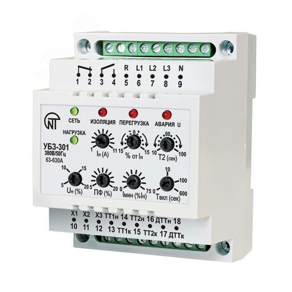 Реле тока УБЗ-301 63-630A для защиты двигателей Новатек-Электро 3425663301