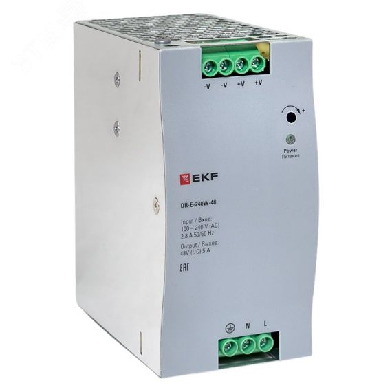 Блок питания на дин рейку 240 Вт, 220 В AC /48 В DC EKF DR-E-240W-48