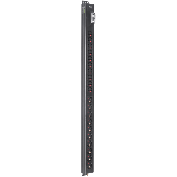 ITK BASE PDU вертикальный PV1101 24U 1 фаза 16А 10 розеток SCHUKO (немецкий стандарт) + 10 розеток C13 без кабеля с входным разъемом C20