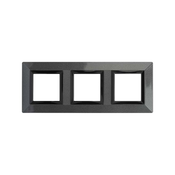 Рамка из металла, "Avanti", темно-серая, 3 поста (6 мод.)