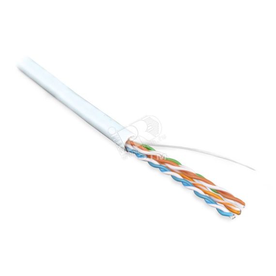 Кабель витая пара неэкран. U/UTP категория 5e 4 пары (24 AWG) одножильный (solid) LSZH белый Hyperline 273505