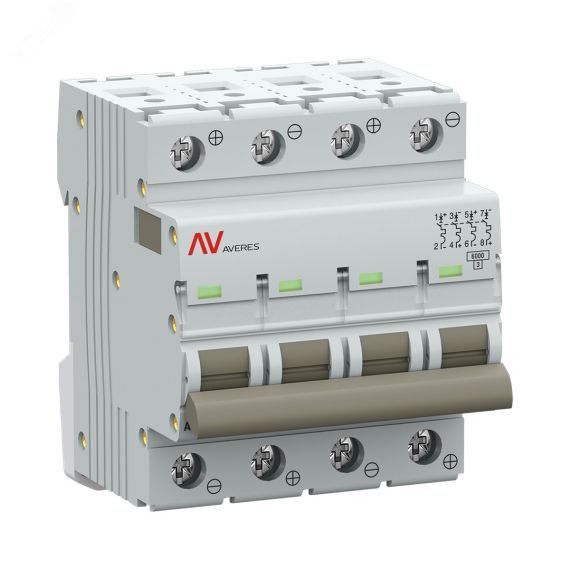Выключатель автоматический AV-6 DC 4P 16A (C) 6кА AVERES EKF mcb6-DC-4-16C-av