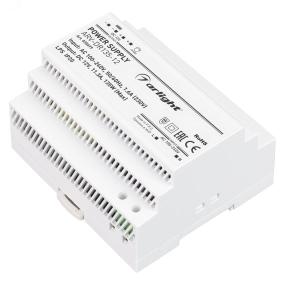 Блок питания ARV-DR135-12 (12V, 11.3A, 135W) (IP20 DIN-рейка) Arlight 035699