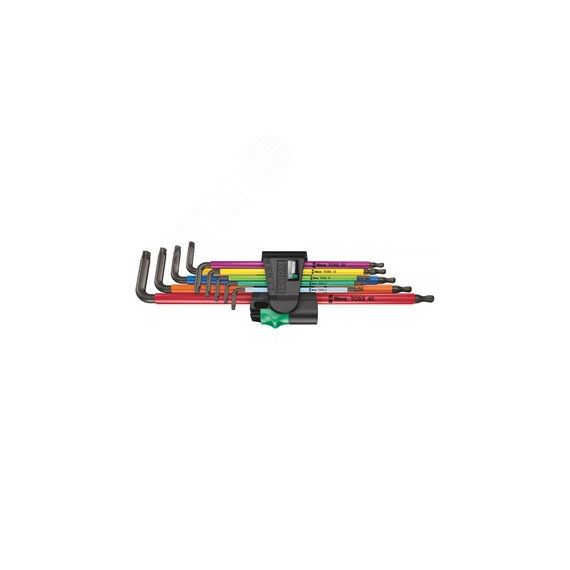 Набор Г-образных ключей 967/9 TX XL Multicolour TORX 1 удлиненный с шаром TX 8 - TX 40 9 предметов комплектация: 3x 967 SXL TORX Multicolour Г-образны WERA WE-024480