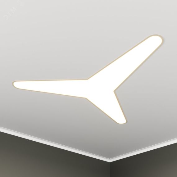 Светильник светодиодный RVE-LBX-KASAI-SOFT-1246-VG (Трехлучевая звезда закругл. 1246х1099х130мм 38Вт встраиваемый под шпаклевку 4000K Белый) RVElektro RVE00003633