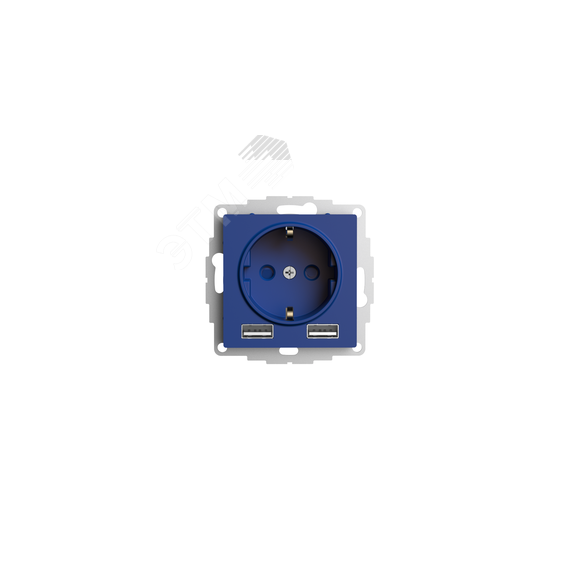 ATLASDESIGN РОЗЕТКА 16А c 2 USB A+A, 5В/2,4А, 2х5В/1,2А, механизм, АКВАМАРИН SE (Systeme) ATN001130